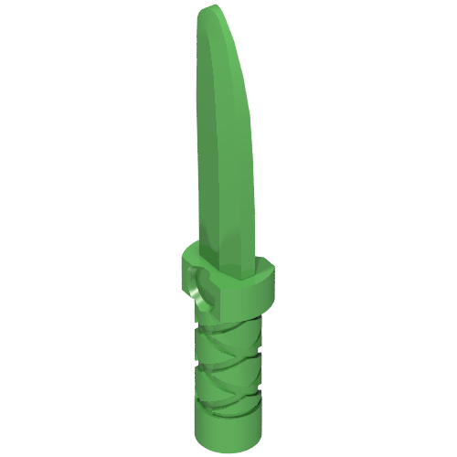 Minifig, Weapon Knife with Flat Hilt End and Curved Blade, Cross Hatched Grip