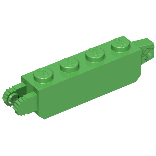 Hinge Brick 1 x 4 Locking with 1 Finger Vertical End and 2 Fingers Vertical End with 7 Teeth