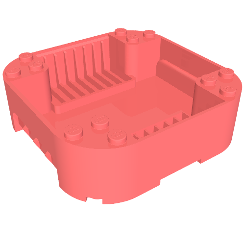 Pod, Square Rounded Corners, Back, 8 x 8 x 2, Corner Studs, and Recessed Slots