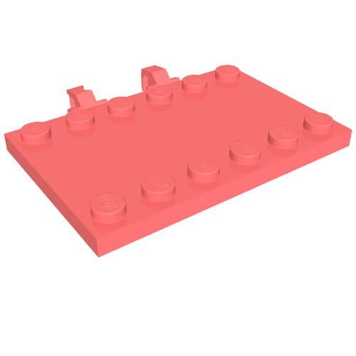 Hinge Plate 4 x 6 with Two 1 x 4 Studs and Recessed 2 x 4 Middle