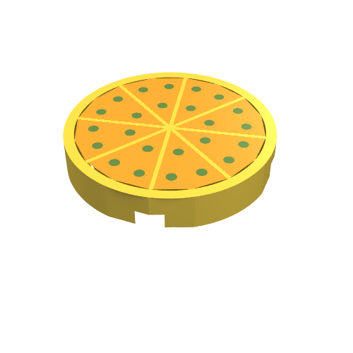 Tile Round 2 x 2 with Pizza Print