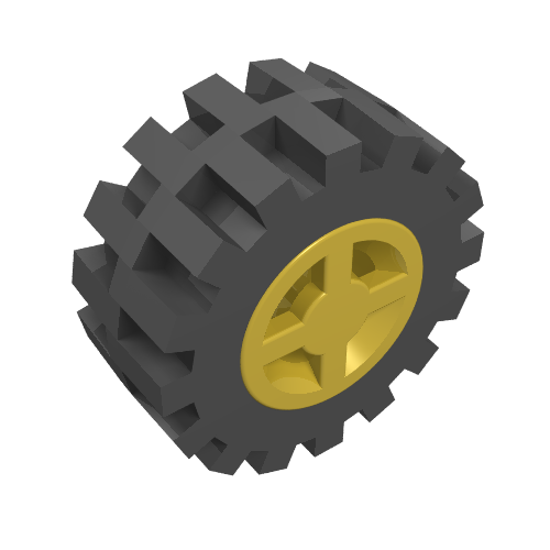 Wheel 8mm D. x 6mm, with Black Tyre Offset Tread Small (4624 / 3641)