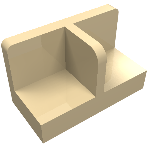 Panel 1 x 2 x 1 with Rounded Corners and Central Divider