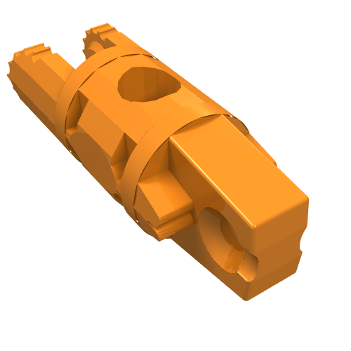 Hinge Cylinder 1 x 3 Locking with 1 Finger and 2 Fingers On Ends, with Hole