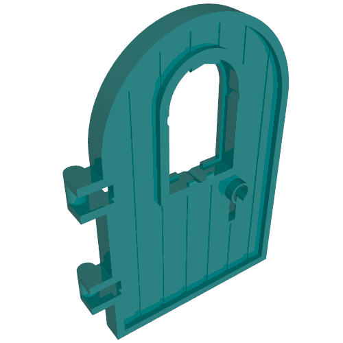Door 1 x 4 x 6 Round Top with Window and Keyhole, Reinforced Edge
