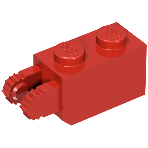 Hinge Brick 1 x 2 Locking with 2 Fingers Vertical End, 7 teeth