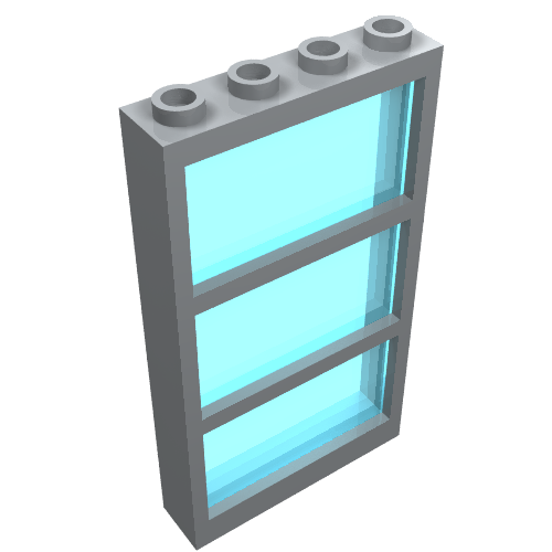 Window 1 x 4 x 6 Frame with 3 Panes, Fixed Glass with Trans-Black Glass