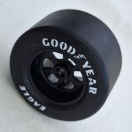 Деталь LEGO Wheel Rim 50 x 30 Wide with Black Slick Tyre with 'EAGLE', 'GOOD YEAR' print, Черный
