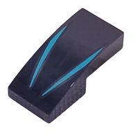 Деталь LEGO Slope Curved 2 x 1 No Studs with Dark Turquoise Lines print, Черный