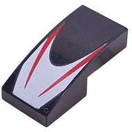 Деталь LEGO Slope Curved 2 x 1 No Studs with Red Stripes on White Background print, Черный