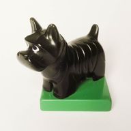 Деталь LEGO Duplo, Dog, Scottish Terrier / Scottie on Green Base, Черный