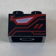 Деталь LEGO Brick 2 x 2 with Red Digital Eye Print, Черный