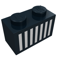 Деталь LEGO Brick 1 x 2 with White Grill Print, Черный