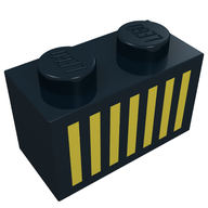 Деталь LEGO Brick 1 x 2 with Yellow Grill Print, Черный
