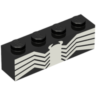 Деталь LEGO Brick 1 x 4 with White Insect Print (Venom), Черный
