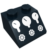 Деталь LEGO Slope 45° 2 x 2 with 3 Gauges and 3 Knobs Print, Черный