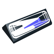 Деталь LEGO Slope 45° 2 x 4 Double with Blue and White Headlight Print, Черный