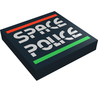 Деталь LEGO Tile 2 x 2 with Space Police II Print logo, Черный