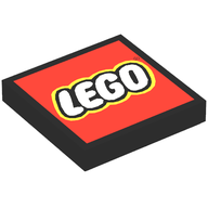 Деталь LEGO Tile 2 x 2 with LEGO Logo Type 2 Print, Черный