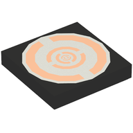 Деталь LEGO Tile 2 x 2 with Aquazone Silver and Copper Circular Print, Черный