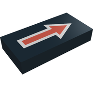 Деталь LEGO Tile 1 x 2 with Groove and Arrow Long Red with Silver Border Print, Черный