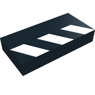 Деталь LEGO Tile 1 x 2 with Partial White Stripes Print slate,clapboard,director,studios, Черный