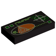 Деталь LEGO Tile 1 x 2 with Mars Orbit Display Print, Черный