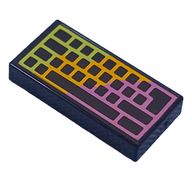 Tile 1 x 2 with Groove and Lavender/Bright Orange/Lime Computer Keyboard with No Letters Print
