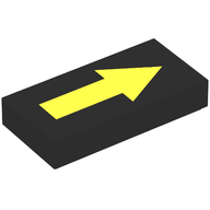 Деталь LEGO Tile 1 x 2 with Groove and Arrow Long Yellow with Black Border Print, Черный