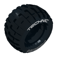 Деталь LEGO Tyre Technic Power Puller with 'TECHNIC POWER' White Print, Черный