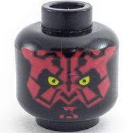 Деталь LEGO Minifig Head Alien with SW Darth Maul, Red Face Paint, Nose Print [Hollow Stud], Черный