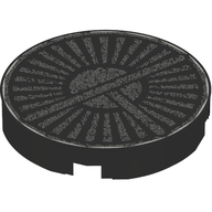 Деталь LEGO Tile, Round 2 x 2 with Silver Thin-Bladed Fan Print [7133 / 8652], Черный