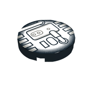 Деталь LEGO Tile Round 2 x 2 with Grey and Black Machinery Print, Черный
