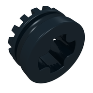 Деталь LEGO Technic Bush 1/2 Toothed Type I [+ Opening], Черный