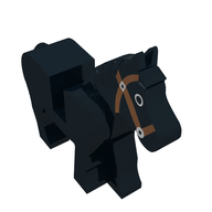 Деталь LEGO Animal, Horse, Movable Head, Black Eyes Circled with White, Brown Bridle Print, Черный
