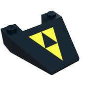 Деталь LEGO Wedge Sloped 4 x 4 Taper with Blacktron I Logo Print, Черный