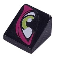 Slope 30° 1 x 1 x 2/3 with Olive Green/White Eye, Dark Purple Outline print