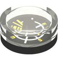 Деталь LEGO Equipment Compass with White Lines, Yellow Letters print, Черный