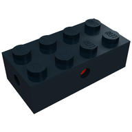 Деталь LEGO Brick Special 2 x 4 with Wheel Holder Old, Clear Bottom, Red Inside, Черный