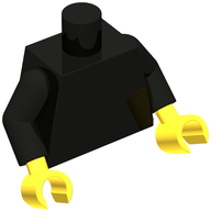 Деталь LEGO Torso, Black Arms, Yellow Hands [Plain], Черный