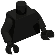 Деталь LEGO Torso, Black Arms and Hands [Plain], Черный