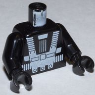 Деталь LEGO Torso Space Suit, Blacktron I Print, Black Arms and Hands, Черный