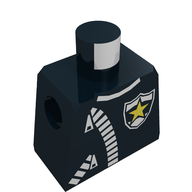 Деталь LEGO Minifig Torso with Zipper Jacket and Police Logo Print, Черный