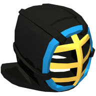 Деталь LEGO Minifigure Kendo Mask with Gold Grille, Blue Trim, Черный