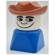 Деталь LEGO Duplo 2 x 2 x 2 Figure Brick Early, Cowboy Hat Brown, Looking Left Print, Черный