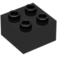 Деталь LEGO Minitalia Brick 2 x 2 with Bottom X Support, Черный