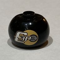 Деталь LEGO Pen Bead, Round Orb with 'C-3PO' Print, Черный