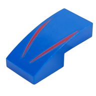 Деталь LEGO Slope Curved 2 x 1 No Studs with Red Stripes print, Голубой