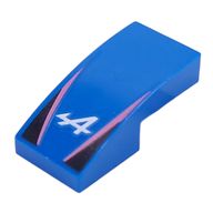 Деталь LEGO Slope Curved 2 x 1 No Studs with White 'A', Dark Pink Lines, Black Triangles print, Голубой
