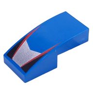 Деталь LEGO Slope Curved 2 x 1 No Studs with Red Stripes, Black Triangles, Silver Shape print, Голубой